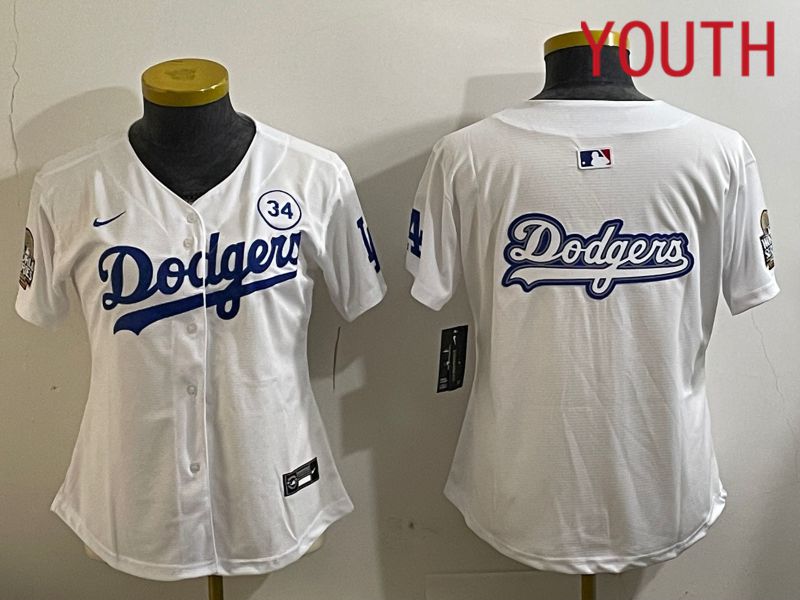 Youth Los Angeles Dodgers Blank White Game 2024 Nike MLB Jersey style 11214->youth mlb jersey->Youth Jersey